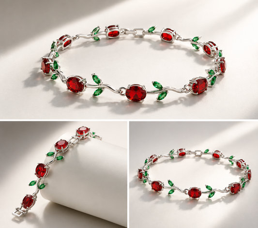 Red Tulip Silver Plated Anti-Tarnish bracelet