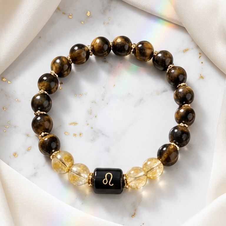 Leo Zodiac Natural Gemstone Bracelet