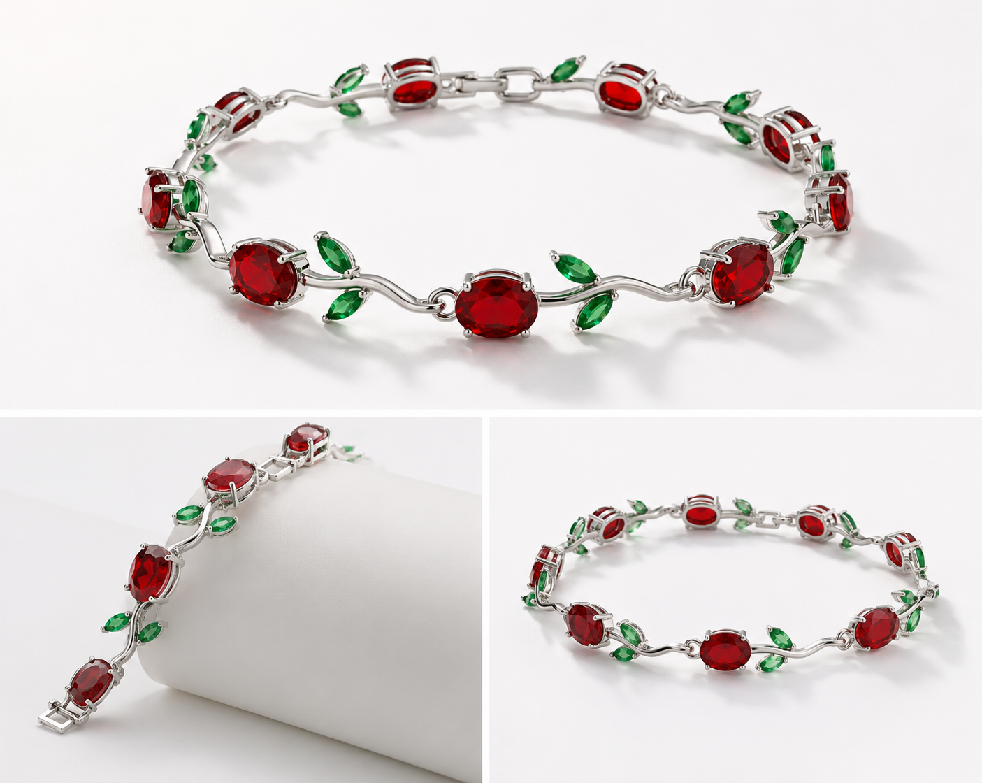 Red Tulip Silver Plated Anti-Tarnish bracelet