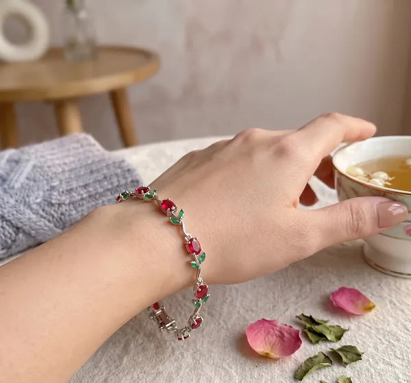 Red Tulip Silver Plated Anti-Tarnish bracelet