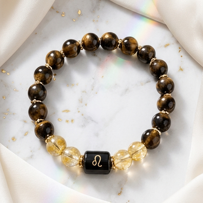 Leo Zodiac Natural Gemstone Bracelet