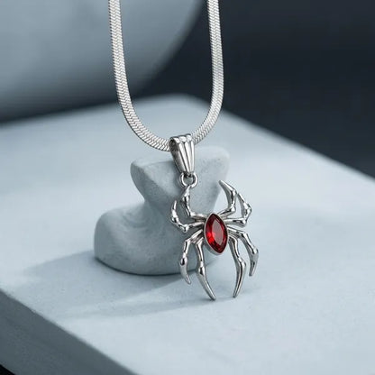 Red Stone Spiderman Necklace