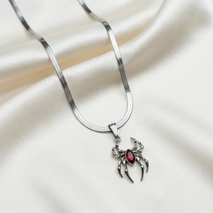 Red Stone Spiderman Necklace